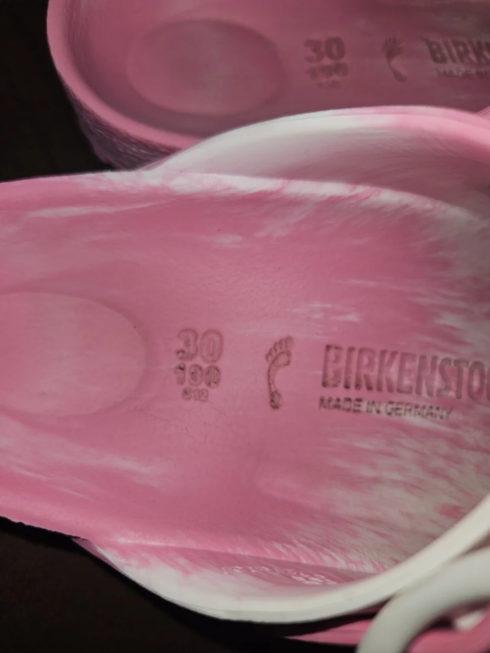 Birkenstock Kids Pink and White Tie-Dye Two-Buckle Sandals